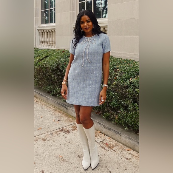 Mestiza New York Dresses & Skirts - Mestiza New York Ainslee Tweed Blue Tweed Dress